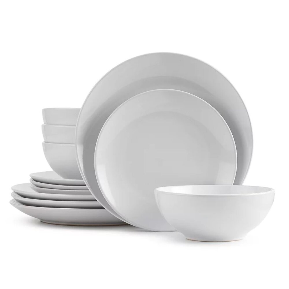 The Big One Solid Coupe 12-pc. Dinnerware Set White